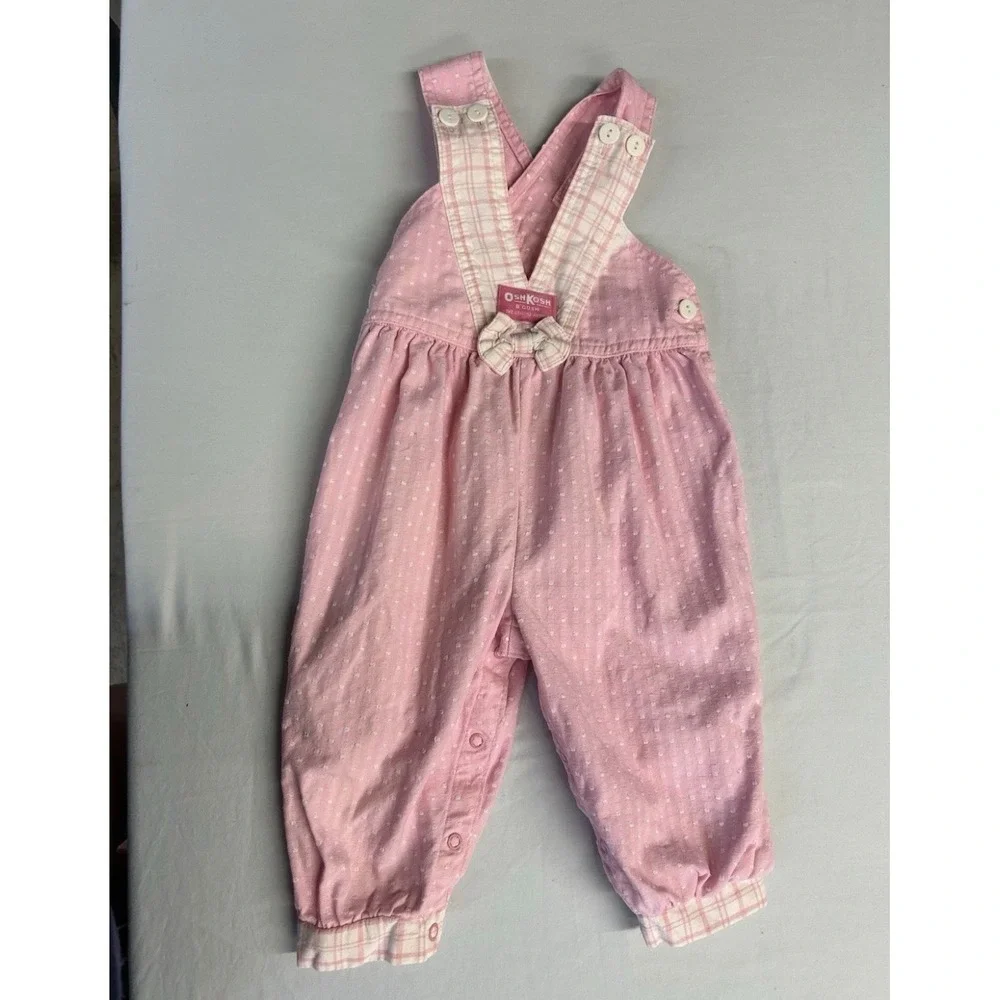 Vintage 80s/90s Pink And White OshKosh B'gosh Bubble Romper Overalls 18 Months